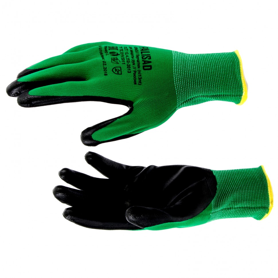 Mănuși din poliester cu rezistenta la hidrocarburi, nitril negru, clasa 15, L// Palisad