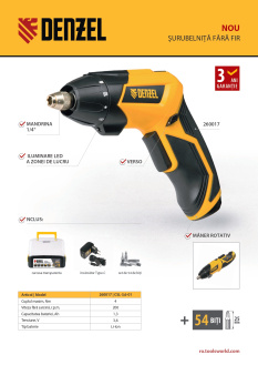 O noutate Denzel. Șurubelniță fără fir 260017.